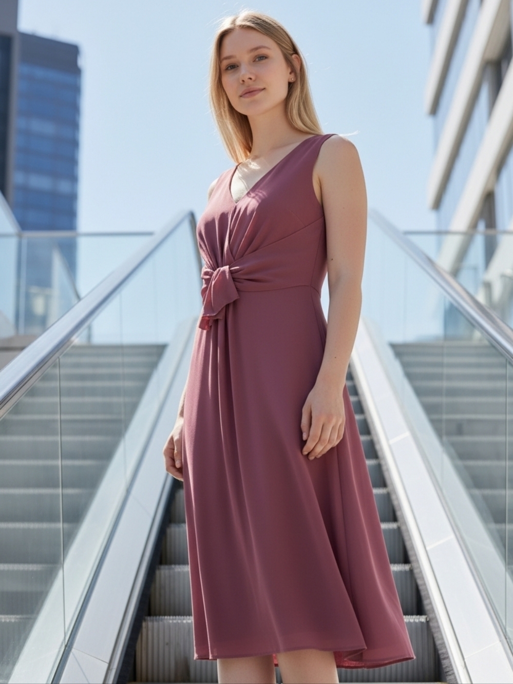 🍷 Ann Taylor LOFT Wine Sheath Dress - Size 8 - Tie Detail 🍷